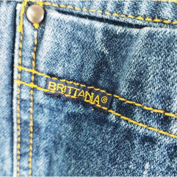 Brittania Jeans Size 30x35 High Rise Straight Leg Raw Hem Cotton Blue VTG Retro - Picture 10 of 12